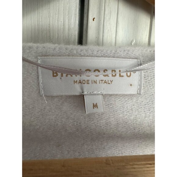 Bianco & Blu Women's Medium Wool Blend Light Grey V-neck Sweater - Picture 3 of 7